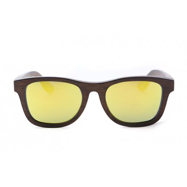 Monroe – Brown (Yellow Revo) Bamboo Sunglasses